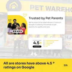We're proud to be rated above 4.5 stars on Google. This trust from thousands of pet parents is built on our commitment to quality care and excellent service at all our stores.