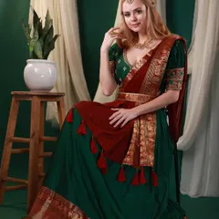 Here is a shot from a traditional-themed session with Bigg Boss Marathi contestant Irina Rudakova. We combined rich, contrasting colors and authentic styling to create a look that is both classic and striking.