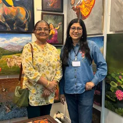 At the India Art Festival in Delhi, where I met up with old friends and picked up a beautiful watercolor from an upcoming artist. Art festivals are a great place for inspiration and community.