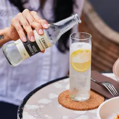 The perfect pour of our house-made Ginger Ale over ice. It’s crisp, refreshing, and made right here in our kitchen, making it an ideal pairing for a light and wholesome lunch.