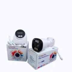 Here are two types of ColorVu indoor security cameras. These are excellent for capturing full-color video even in very low light conditions, which is much better than traditional black-and-white night vision.
