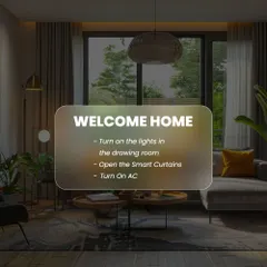 The "Welcome Home" scene, demonstrated here, can automatically turn on the lights, open the smart curtains, and turn on the AC, giving you the perfect welcome every time.