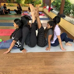 In this group partner pose, we create a chain of support. This exercise from a workshop with dancers at Dristi School shows how we can work together to achieve poses that might be difficult alone.