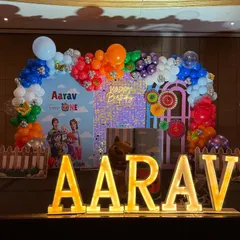 A slightly different angle of Aarav's Cocomelon stage, showing the vibrant mix of colors and textures we used to bring the theme to life.