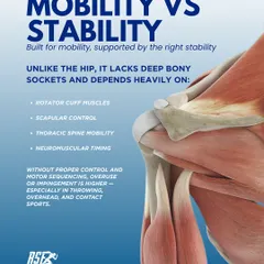 The shoulder joint depends heavily on muscles and neuromuscular control for stability, unlike the hip's deep bony socket.