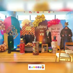 Our Harry Potter backdrop features iconic characters like Dumbledore and Hagrid, creating the perfect photo opportunity for the birthday star and their friends.