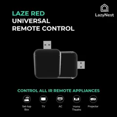 This is our Laze Red Universal Remote Control. It's a simple USB device that allows you to control all your IR remote appliances like your TV, AC, and set top box from our app.