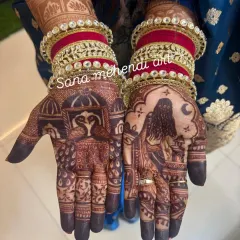 The proof of pure, natural henna is in the rich, dark stain. I prepare my own henna paste with no chemicals, ensuring you get this beautiful, deep maroon colour that looks stunning against bridal bangles and wedding attire.