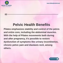 Pelvic health is a cornerstone of my postnatal programs. Pilates helps restore stability to the pelvis and core, addressing symptoms like urinary incontinence and diastasis recti through controlled movements.
