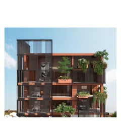 A rendering of a new vertical living project in Bombay. We intend to make a difference in our mother city, creating sustainable, climatic dwellings that bring green to the urban fabric.