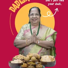 Meet Dadisaa, the heart and soul of our kitchen. She is just like your own dadi, pouring her love and years of experience into every recipe. In front of her is a spread of her signature creations, from crispy mathri to wholesome laddoos, all waiting to bring a taste of home to you.