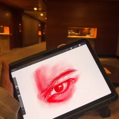 A close-up of a realistic eye study I created digitally. Using an iPad, I can build up layers of color and texture to achieve a high level of detail, making the eye appear wet and reflective.