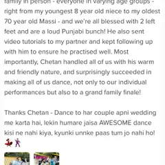 "AWESOME dance" is the best compliment we can get. We love that we could handle a loud Punjabi bunch with two left feet and create a grand family finale.