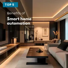 This image introduces a series highlighting the top benefits of smart home automation. A well-designed smart home offers convenience, energy savings, enhanced security, and a personalized living experience.