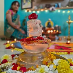 For Mahashivratri, I created this temporary Shivalingam out of ice, decorated with a single red rose. Art can be fleeting and beautiful.