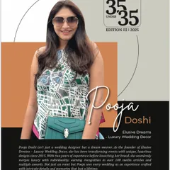 My feature in the ET Panache 35 Under 35 publication. It is an honor to be profiled as a 'dream weaver' and recognized for my work in luxury wedding decor since 2015.