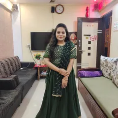 Here is the same green lehenga, showing how beautifully it fits. I work closely with my clients to make sure every outfit is tailored perfectly for them.