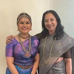 A cherished moment with my school principal, Ms. Sheela Mallya, after a performance. The support from our mentors, both in and out of dance, is a blessing that fuels our dedication to the art form.