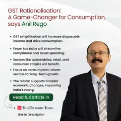 In this feature, our Founder, Anil Rego, discusses how GST rationalization could be a game-changer for India's consumption story. We explain how simplifying tax slabs can increase disposable income and boost sectors like automobiles and retail.