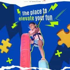 This is the place to elevate your fun. A young climber carefully makes her way up the inflatable pillars, a unique and exciting climbing challenge.