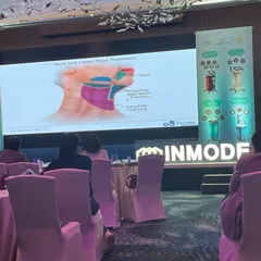 Here I am at a presentation for InMode, a leader in radiofrequency (RF) technology. I am always exploring advanced, non-invasive options like bipolar RF for face and neck skin tightening to complement my surgical procedures.