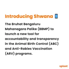Big news for animal welfare in Bengaluru. This graphic introduces 'Shwana', a new app by the BBMP designed to bring transparency to the Animal Birth Control (ABC) and Anti-Rabies Vaccination (ARV) programs.