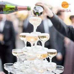 A champagne tower adds a touch of celebration and grandeur to any event. We can arrange and manage beverage services like this to create unforgettable moments for your guests.