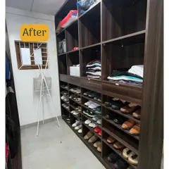 And here is the after. Every pair of shoes now has its own spot, neatly arranged and easy to see. This simple change brings so much calm and order to the space.