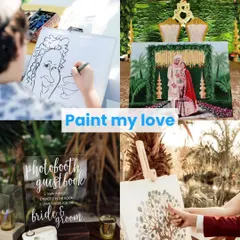 Go beyond a simple guestbook. We can arrange for unique experiences like a live painter to capture your ceremony, a caricature artist for guest entertainment, or a polaroid photo booth guestbook for instant memories.