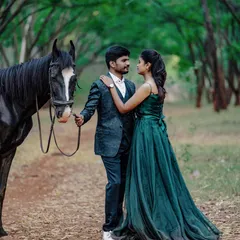 For a truly magical pre-wedding shoot, we can bring in elements like this beautiful horse. This session in a quiet forest path created such a fairytale-like moment.