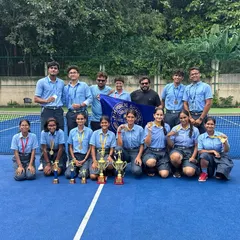 A proud moment for the academy. Our players from M.M. Public School dominated the CBSE Cluster Tennis Championship, bringing home two golds, a silver, and a bronze. This picture captures the team spirit and success we foster.