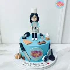 A sweet tribute to the world’s best baker, wife, and mother! This adorable chef-themed cake is a celebration of her passion, complete with tiny baking tools and a custom topper.