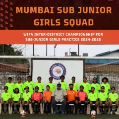 Our players proudly standing with the Mumbai Sub Junior Girls Squad for the WIFA Inter-District Championship. It is a proud moment to see Nizh, Mahi, and Prisha as part of this team.