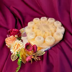 This decorated platter was created for a Godhana ceremony, an important pre-wedding ritual. I use beautiful floral arrangements and traditional elements to make these ceremonial trays special and photo-ready.