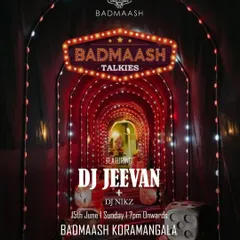A flyer for my regular Sunday night gig, "Badmaash Talkies," in Koramangala. This poster captures the fun, retro Bollywood theme of the night.
