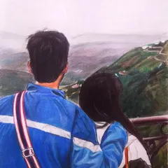 I also work with color to capture special moments. This A4 size couple portrait was made using Maped color pencils on ivory paper, turning a cherished photo overlooking the mountains into a piece of lasting art.