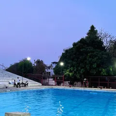A view of our pool at dusk at the Apeejay School campus, ready for the evening swimming batches to begin their training.