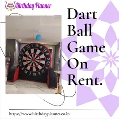 Challenge your guests with our giant inflatable Dart Ball game. This rental is a safe twist on darts, using velcro balls that stick to the oversized target, making it a fun and competitive game for all ages.