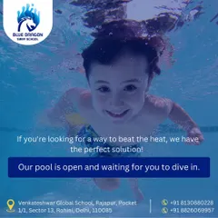 The perfect solution to beat the heat. A happy child smiles from under the water, inviting you to dive into our cool and refreshing swimming pool.