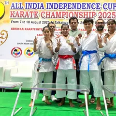 With the women's Kata medal winners at the 19th All India Independence Cup Karate Championship in New Delhi. This prestigious tournament is a key event in our national calendar for identifying top talent.