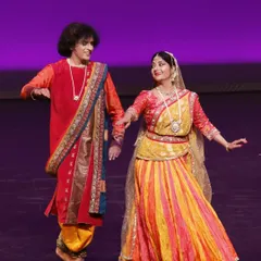 A glimpse from our 'Bahurang' show in Portland. Performing duets with Rajendra is always special. We share an energy on stage that allows us to play off each other's movements and expressions, creating a seamless artistic dialogue.