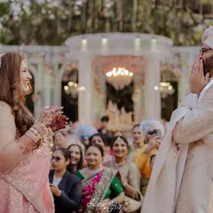 The groom's reaction says it all! Capturing that first look as the bride walks towards him is one of the most magical moments.
