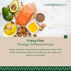 Fatty fish like salmon and mackerel are an omega-3 powerhouse. These fatty acids reduce inflammation, keep your skin supple, and protect it from dryness, making them an essential part of an anti-acne diet.