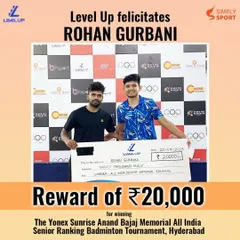 We believe in rewarding excellence and investing in our players' careers. Here, our senior player Rohan Gurbani receives a cash award of ₹20,000 for his victory at an All India Senior Ranking Tournament. This is part of our commitment to supporting our athletes financially as they dedicate themselves to the sport.