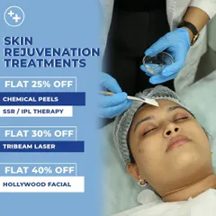 A client receiving a professional chemical peel. This treatment is part of our skin rejuvenation services, designed to exfoliate the skin and improve concerns like pigmentation and uneven texture.
