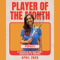 Presenting our Player of the Month, Pragati. Her journey is a testament to perseverance. Through quiet determination and consistent hard work, her game has become fierce and powerful.