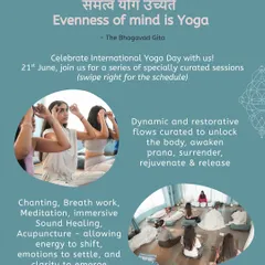 "Evenness of mind is Yoga." We celebrate International Yoga Day with a series of curated sessions designed to unlock the body, awaken prana, and rejuvenate the spirit.