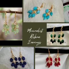 My minimalist Hyderabadi Reshmi earrings are a popular choice for return gifts. They are lightweight, come in a variety of beautiful colours, and are versatile enough to match any event's theme.