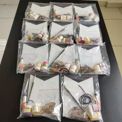 Here are the individual Harry Potter kits, all packed and ready for a birthday party. I make it easy for you by preparing everything each guest will need for the art activity.