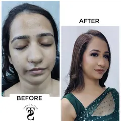 This side-by-side comparison clearly shows the power of professional makeup. I corrected discoloration, enhanced her eyes, and gave her a smooth, photo-ready complexion for her event.
